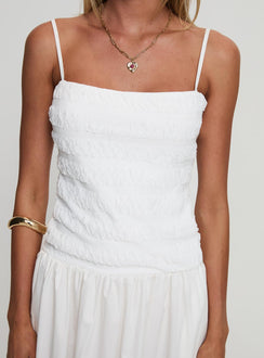 Sweetgum Shirred Maxi Dress White