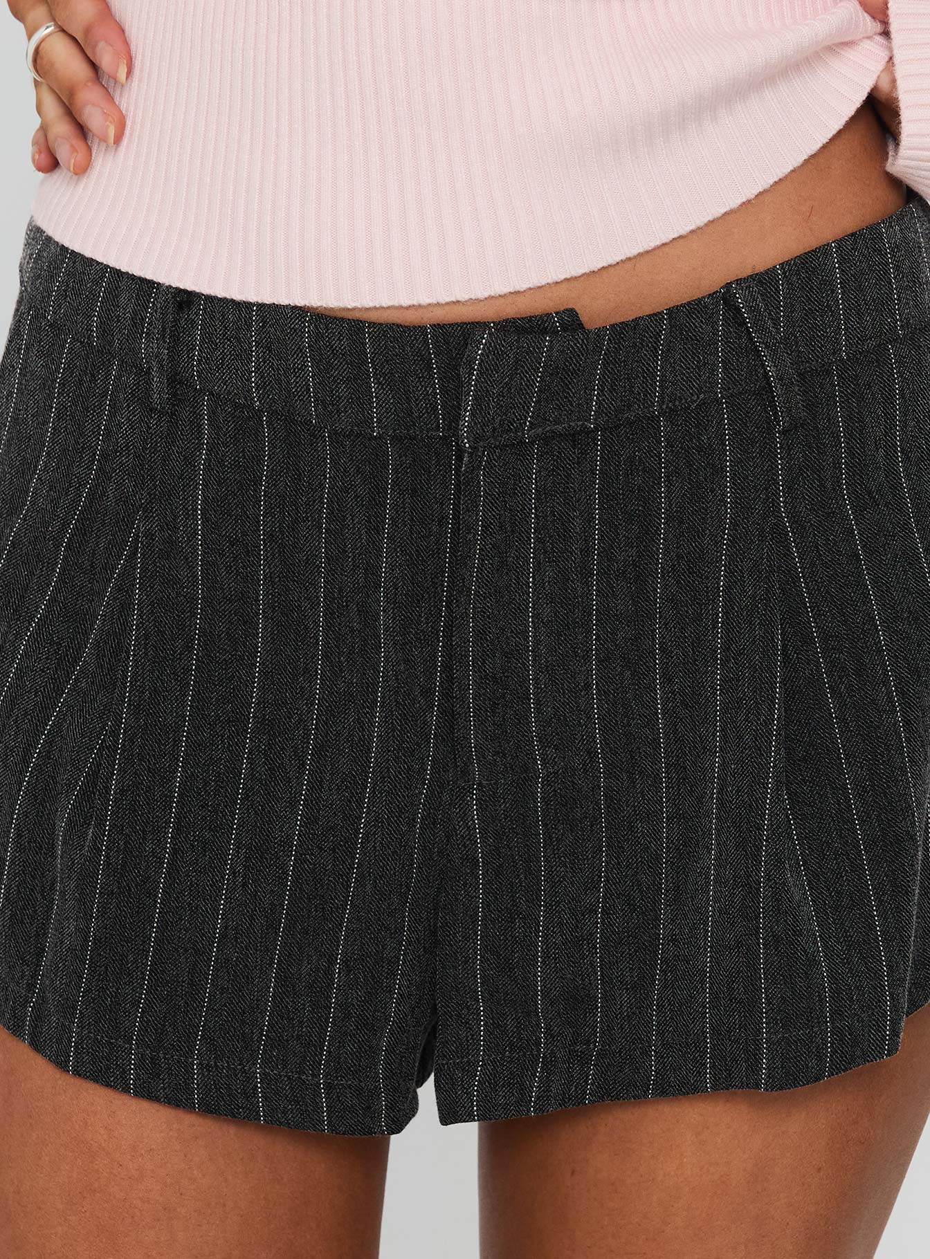 Laurynn Tailored Shorts Grey Pinstripe