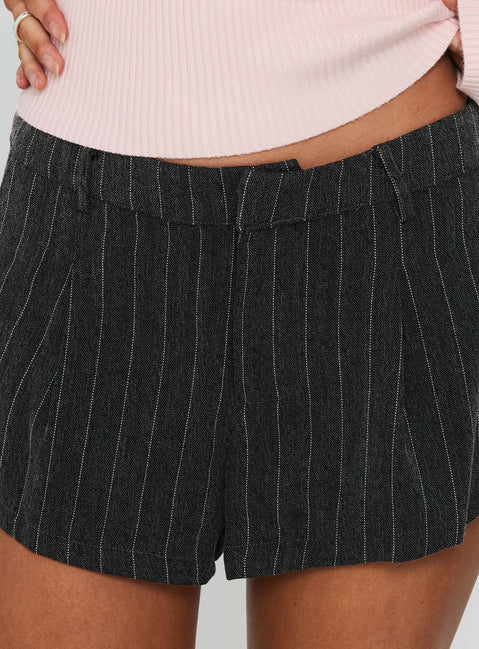 Laurynn Tailored Shorts Grey Pinstripe