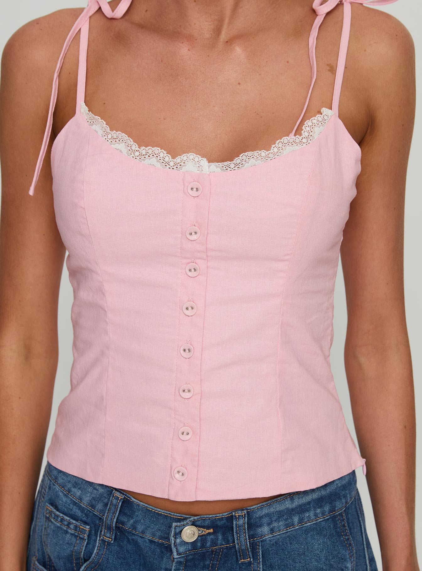 Dalanie Tie Strap Top Dusty Pink