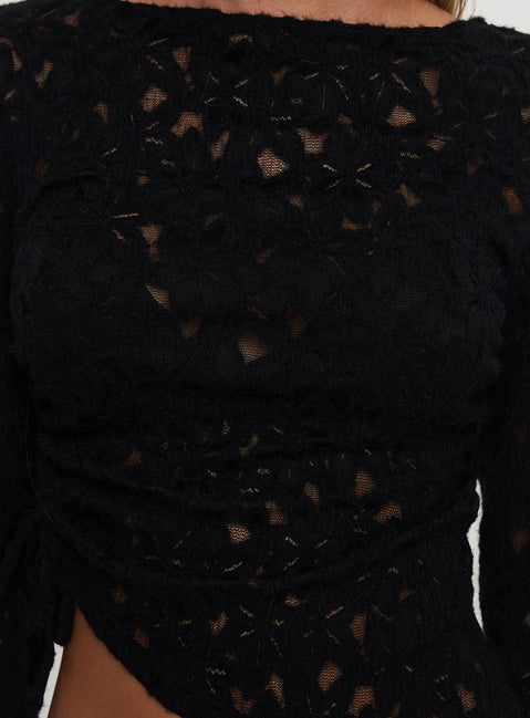 product Princess Polly Sensua Long Sleeve Top Black Full Sleeves High Neck 