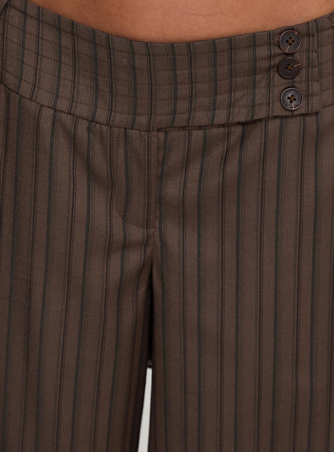 Cedars Low Rise Pant Brown Stripe Petite