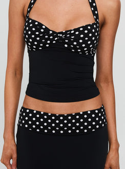 Norelle Halter Set Black Polka