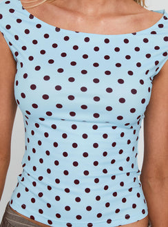 Cheirosa Off Shoulder Top Blue / Brown