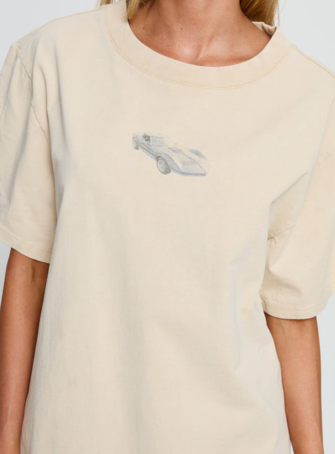 Corvette Classics Oversized Graphic Top Beige