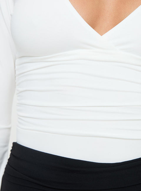 product Princess Polly Xander Long Sleeve Bodysuit White Long Sleeve Tops 