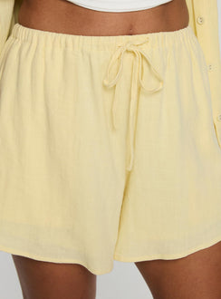 Peni Drawstring Linen Shorts Yellow