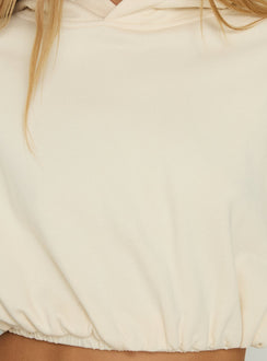 Mayse Bubble Hem Cropped Hoodie Cream
