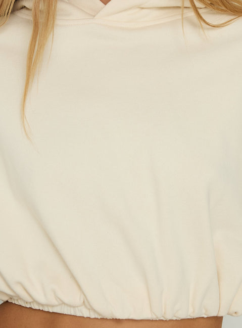 Mayse Bubble Hem Cropped Hoodie Cream
