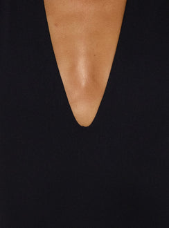 Highlighting the Elira Low Racerback Bodysuit Black womens-bodysuit in sleeveless style detail Princess Polly