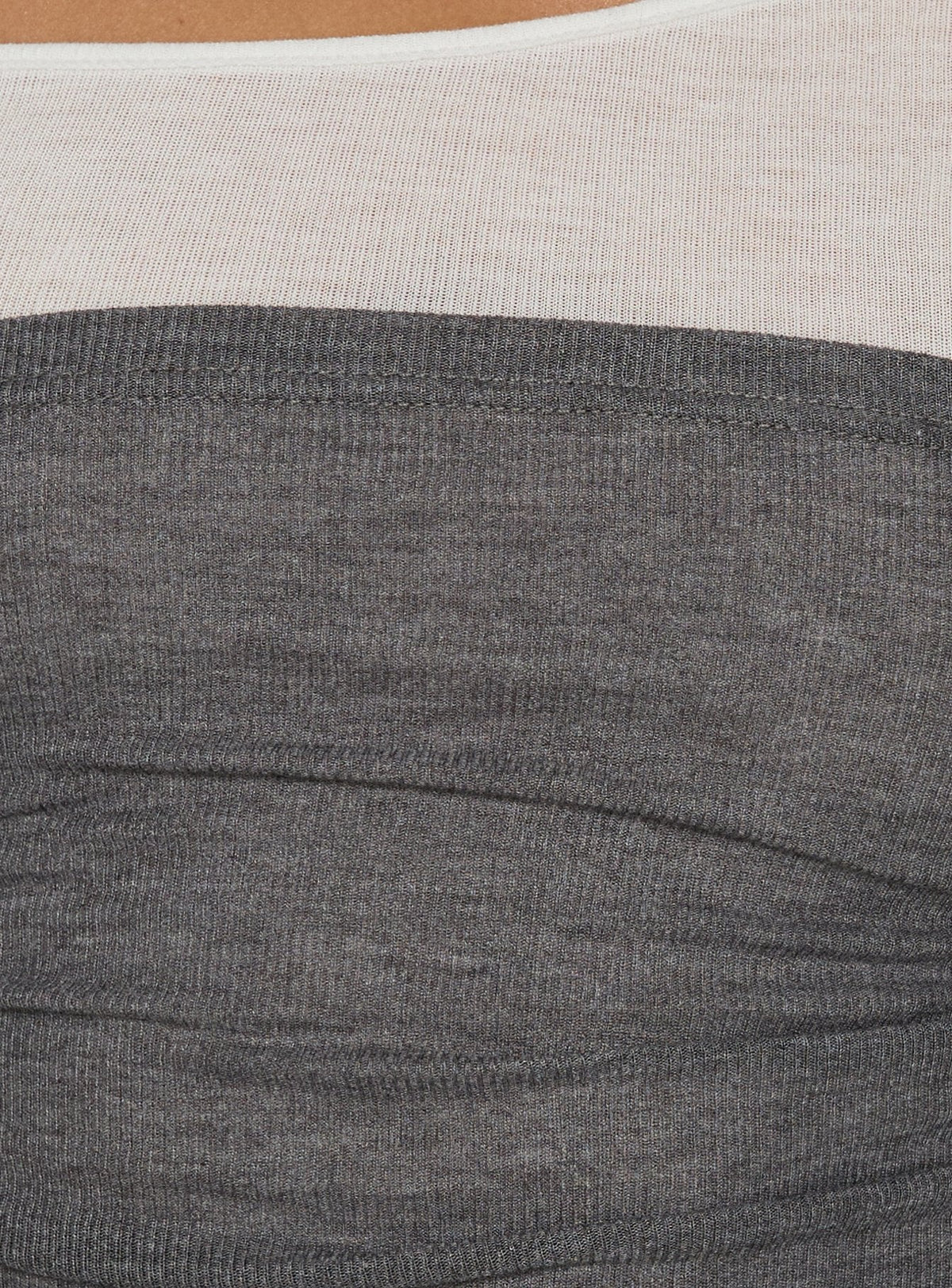 Norra Layered Off Shoulder Long Sleeve Top Grey / White