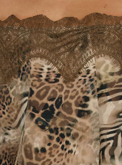 Amiralda Lace Flowy Top Choc Animal