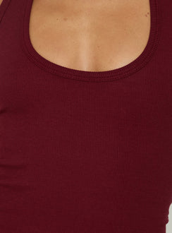 Baseline Rib Halter Mini Dress Cherry Lacquer