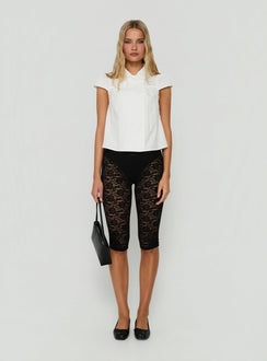 Junipah Collared Cap Sleeve Blouse Top White