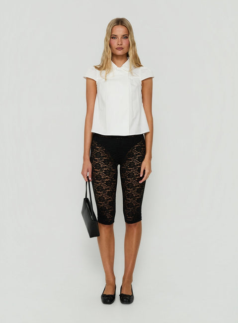 Junipah Collared Cap Sleeve Blouse Top White