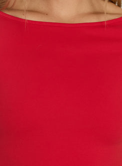 Daily Define Boatneck 3/4 Sleeve Top Fiery Red