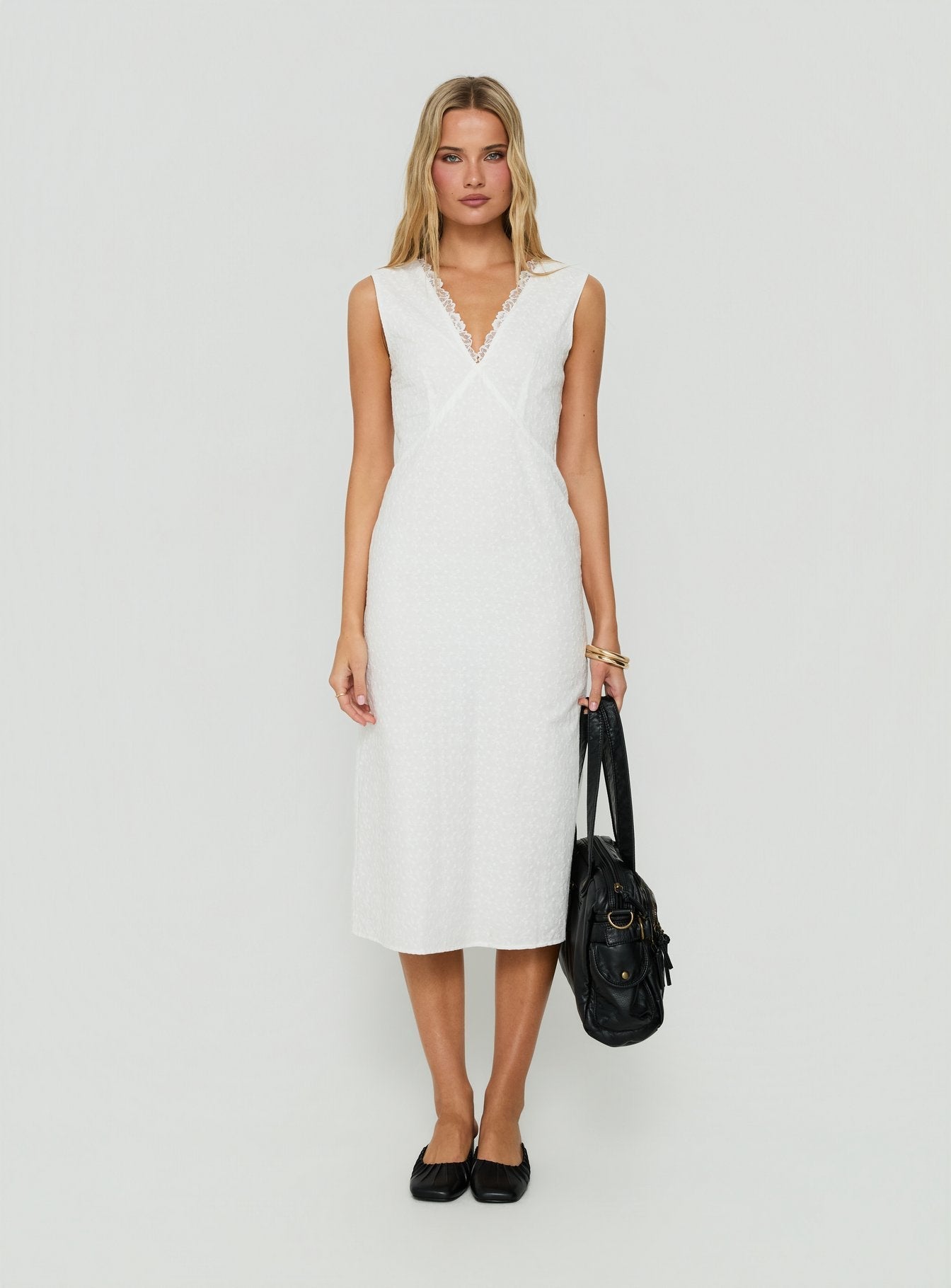 Eloisah Sleeveless Midi Dress White