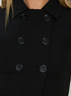 Juliettah Double Breasted Collared Top Black