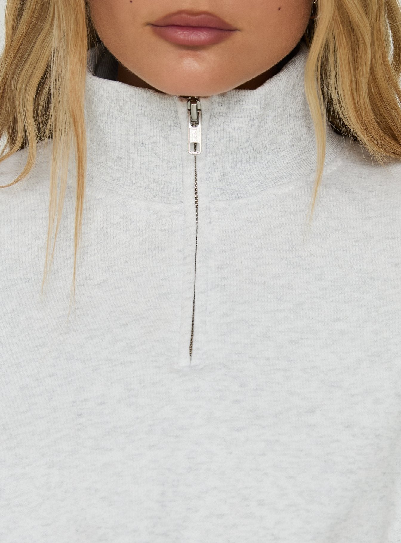 Astridd 3/4 Zip Cropped Jumper Grey Marle
