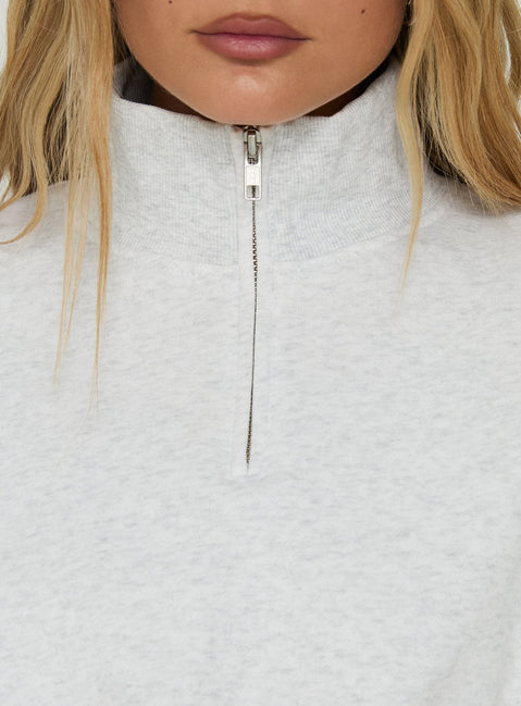 Astridd 3/4 Zip Cropped Jumper Grey Marle