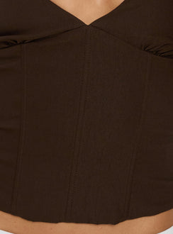Sherah Halter Neck Corset Top Brown