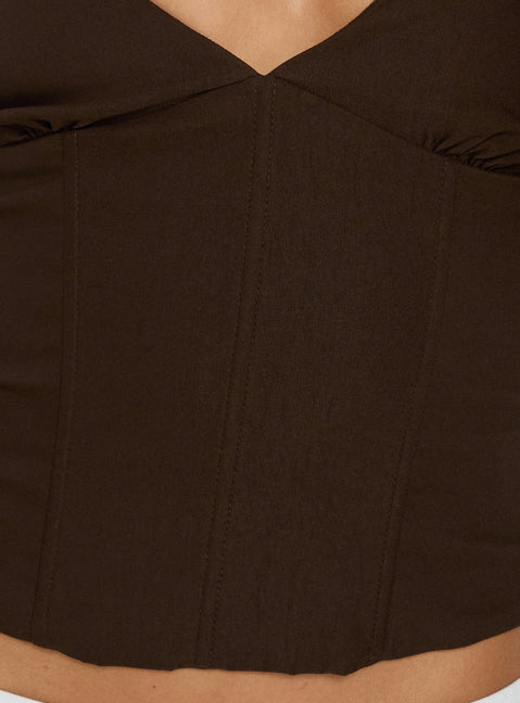 Sherah Halter Neck Corset Top Brown