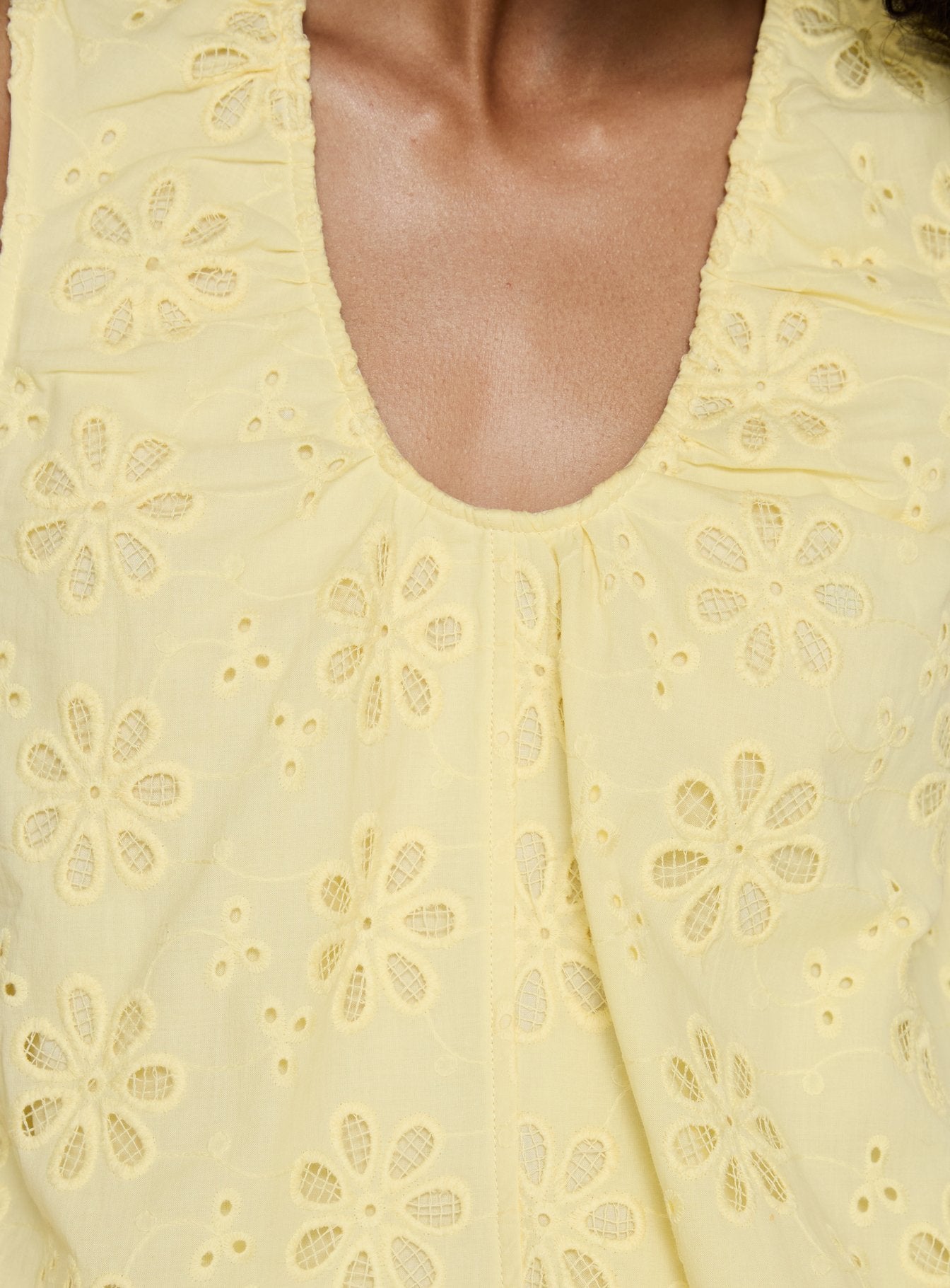 Lindey Embroidered Sleeveless Top Yellow