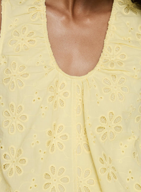 Lindey Embroidered Sleeveless Top Yellow
