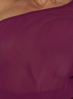 Idalina Slouchy Chiffon Top Plum