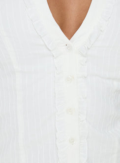 Dellen Frill Detail Blouse Top White