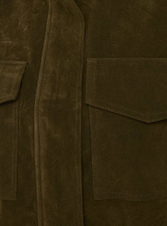 Double Life Funnel Neck Cargo Jacket Olive Green