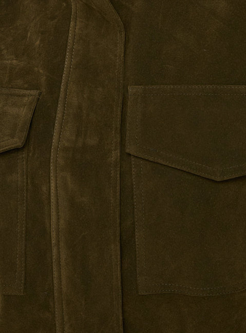 Double Life Funnel Neck Cargo Jacket Olive Green