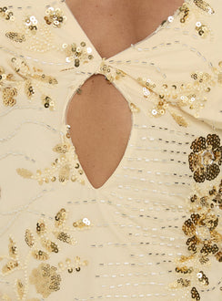 Eurydice Sequin Cross Back Detail Top Gold