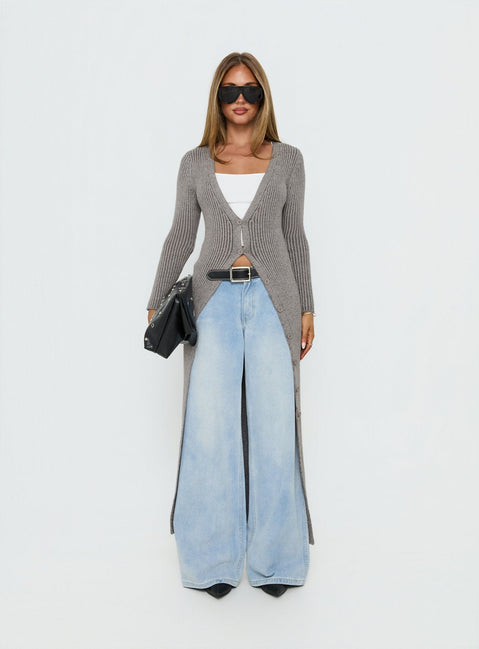 Early Nights Longline Cardigan Grey