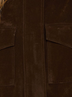 Double Life Funnel Neck Cargo Jacket Chocolate