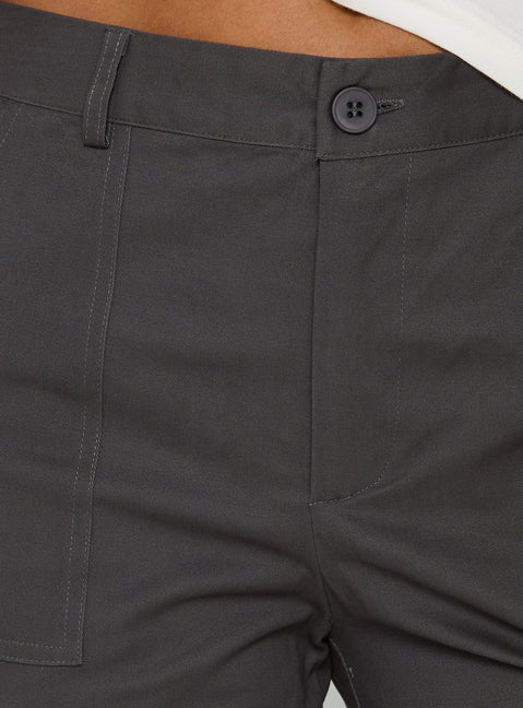 Discover the Alfonza Utility Capri in Slate womens-regular-pants featuring mid-rise cargo pockets product Princess Polly
