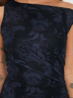 product Princess Polly Cadzow Mini Dress Navy Asymmetric Neckline 