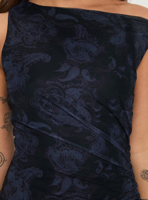 product Princess Polly Cadzow Mini Dress Navy Asymmetric Neckline 