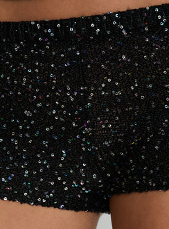 Florenzia Sequin Knit Shorts Black