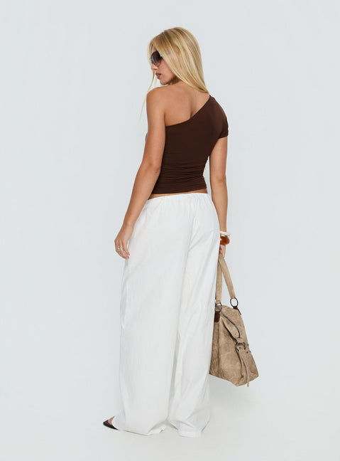 Introducing Lunea Concealed Waistband Pants White Tall in womens-regular-pants high-rise back view of model wearing