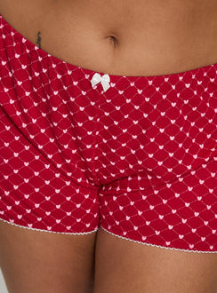 Slow Start Pointelle Sleep Short Red Curve