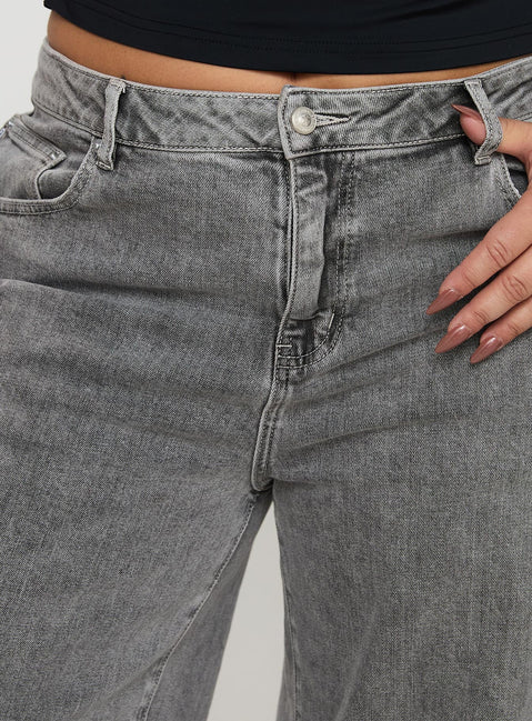 product Princess Polly Wolfie High Rise Wide Leg Slouchy Jeans Steel Curve High Waisted 