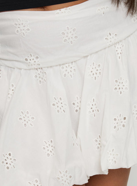 Bubble Broderie Mini Skirt White Curve