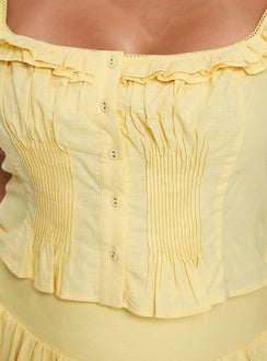 Isadoria Frill Top Yellow Curve
