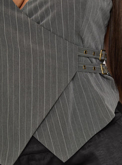 Calexico Buckle Halter Top Grey Pinstripe Curve