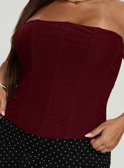 Oscuro Longline Mesh Corset Top Berry Curve