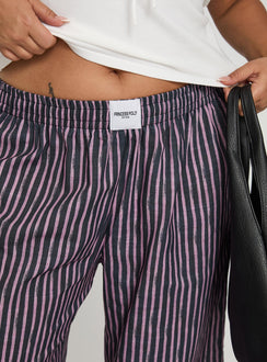 back view of model wearing Princess Polly Beach House Pants Multi Curve High Waisted Pants 