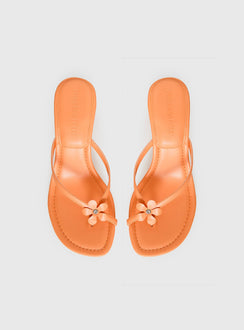 Electrified Floral Thong Heels Orange Sorbet