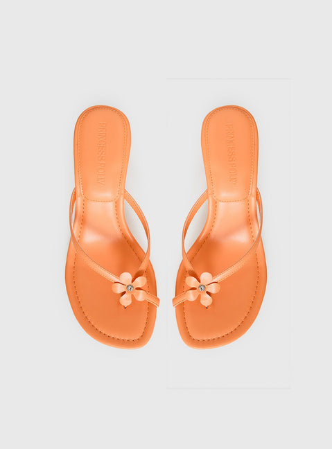 Electrified Floral Thong Heels Orange Sorbet