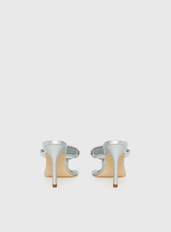 Miss You More Glitter Mesh Heels Silver